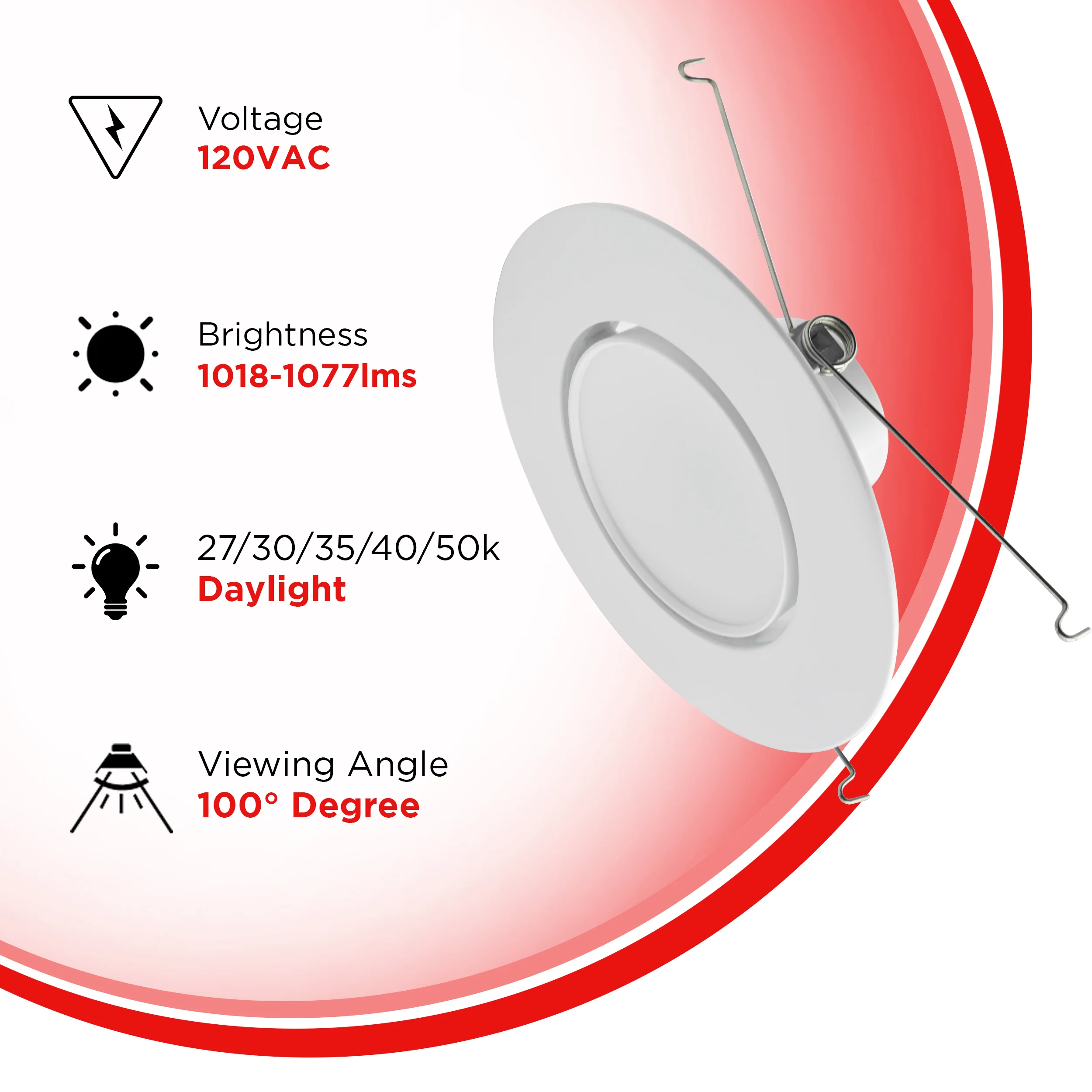 6" 16W Gimbal Retrofit Recessed Downlight - Eyeball Adjustable Spotlight - 5CCT - 1200 lumens #270 - Image 2