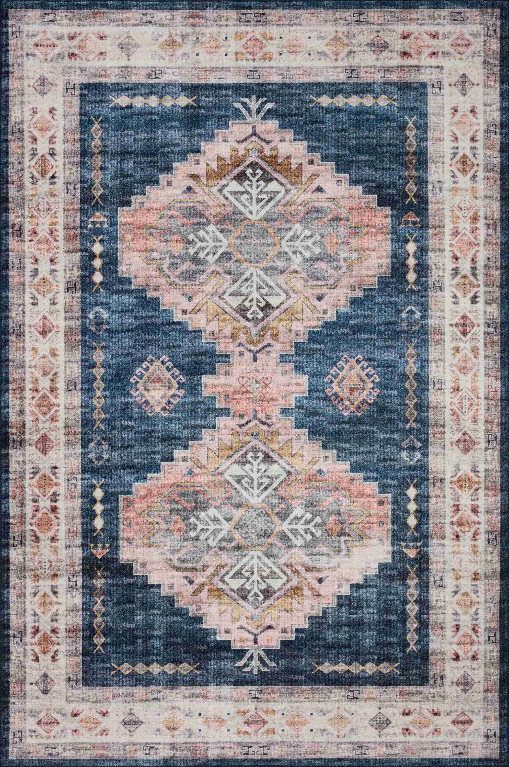 Loloi II | Heidi Collection | Denim / Blush | HEI-03 - Image 1