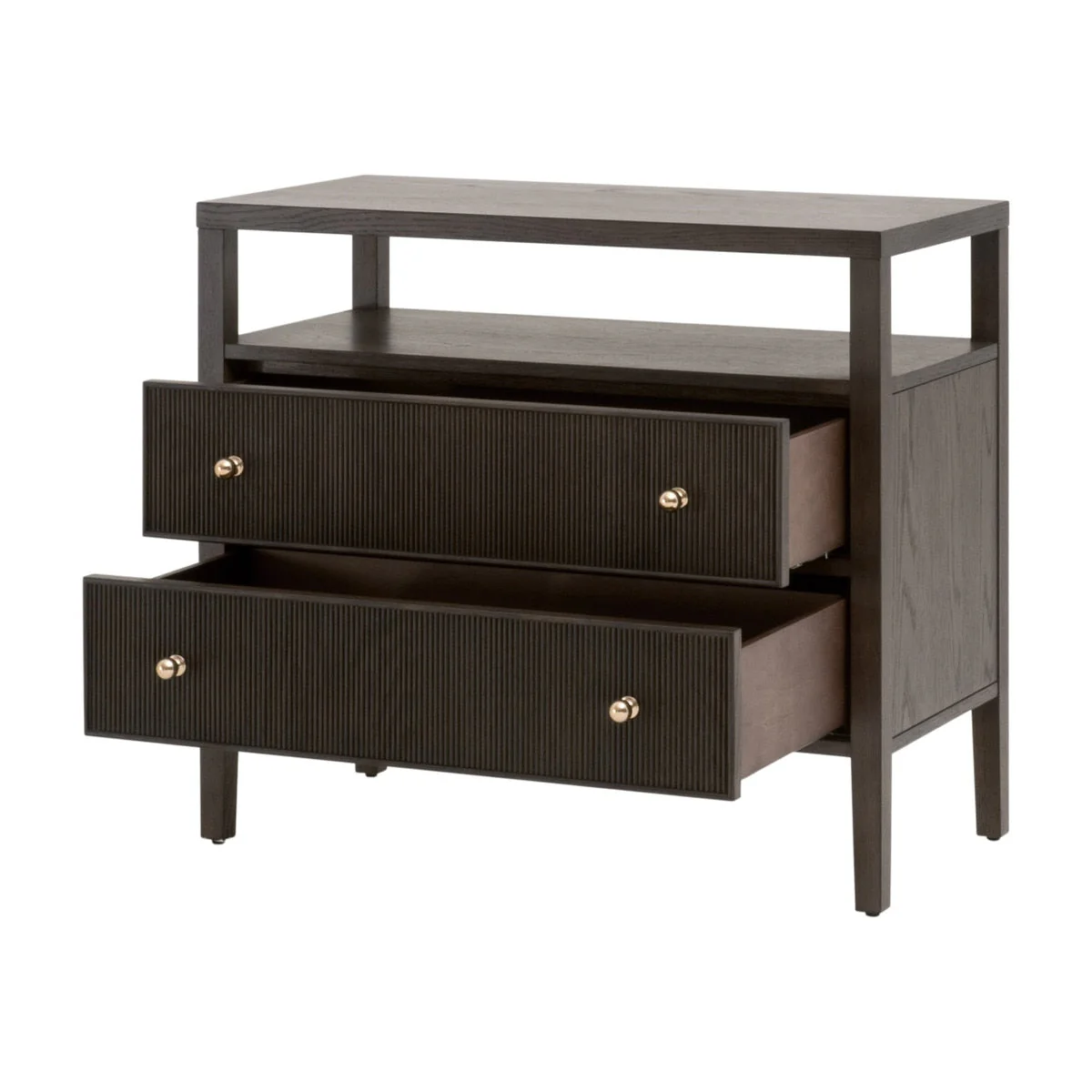 Highland Open Shelf 2-Drawer Nightstand | Dutch Brown Oak - Image 2