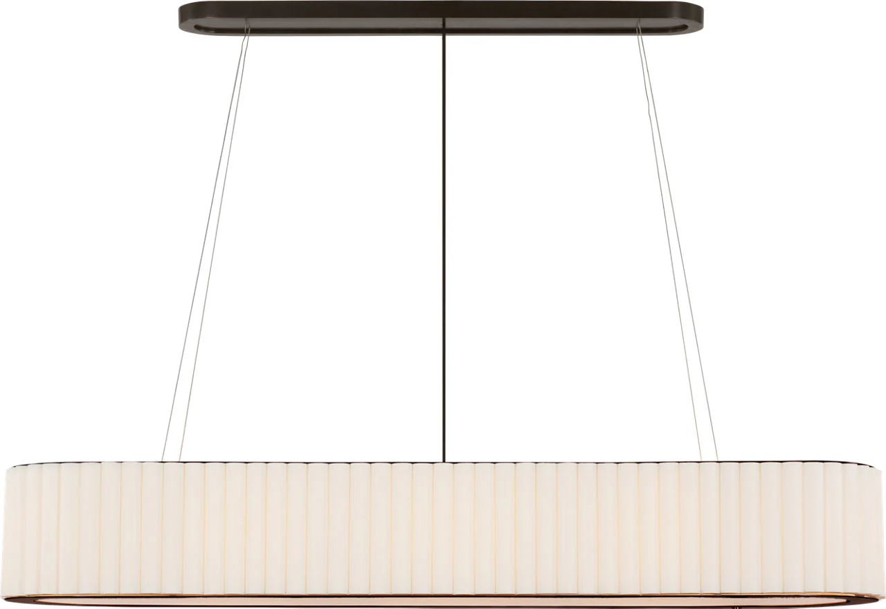 Palati Large Linear Chandelier | Bronze | Linen Shade