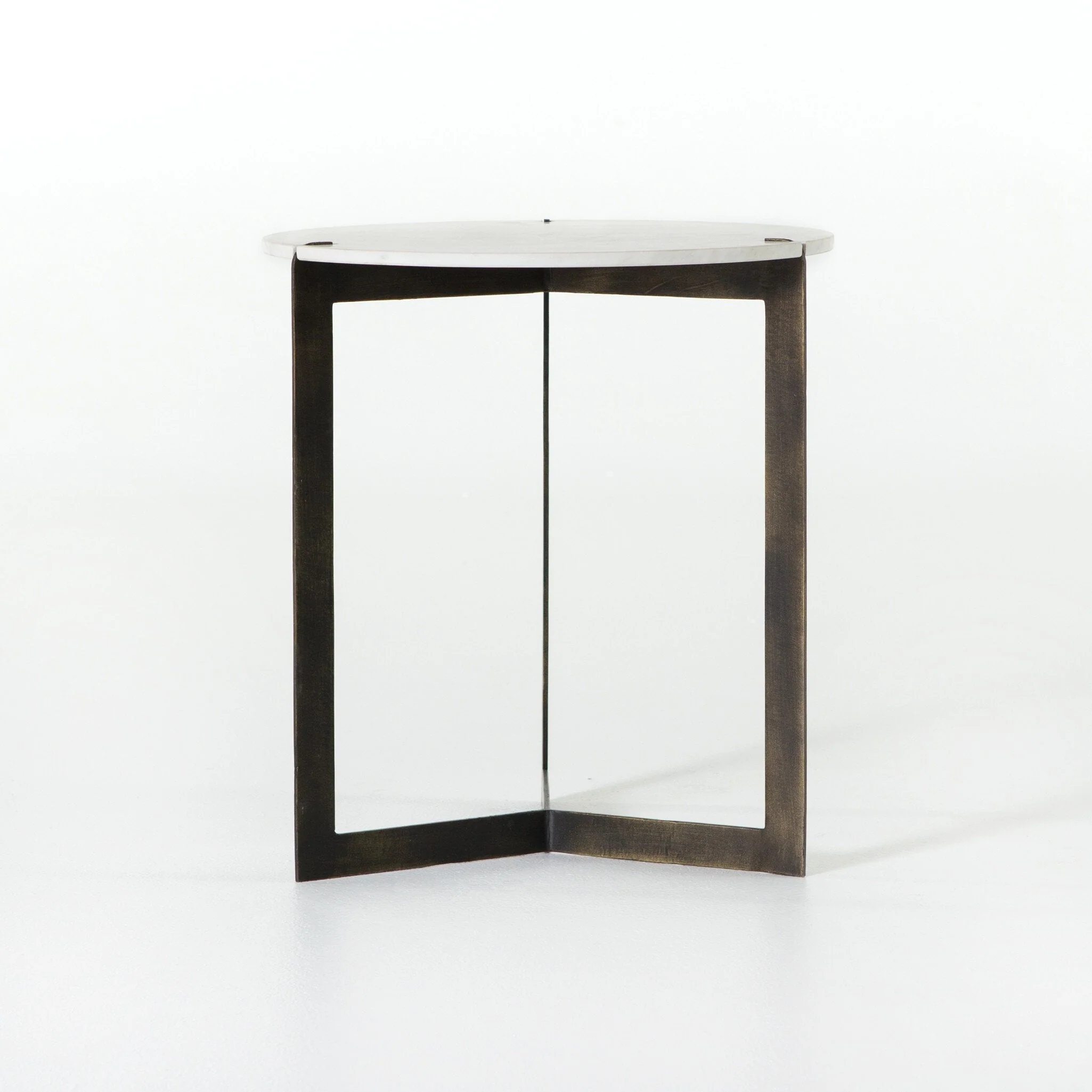 Kiva End Table - Polished White Marble - Image 1