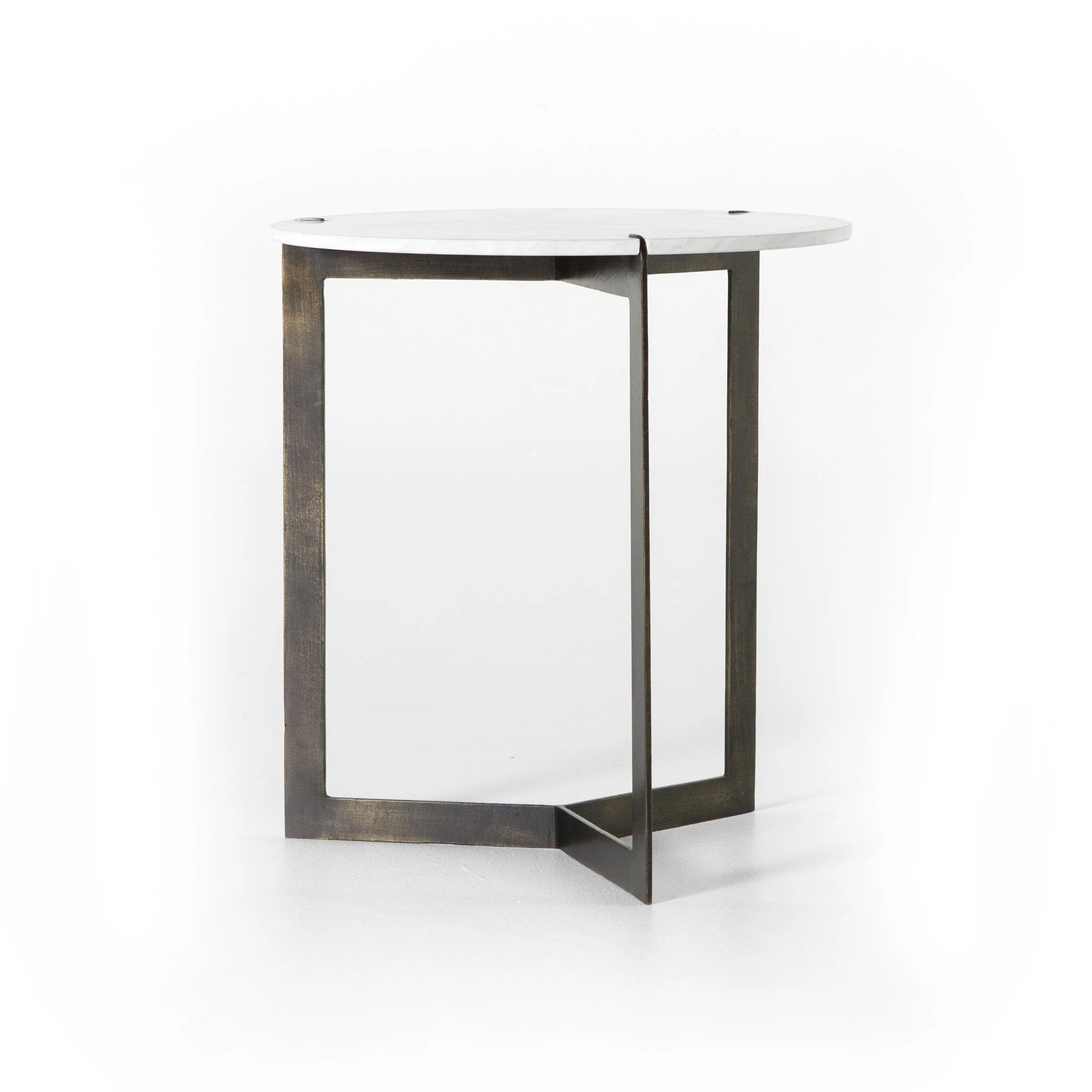 Kiva End Table - Polished White Marble - Image 2