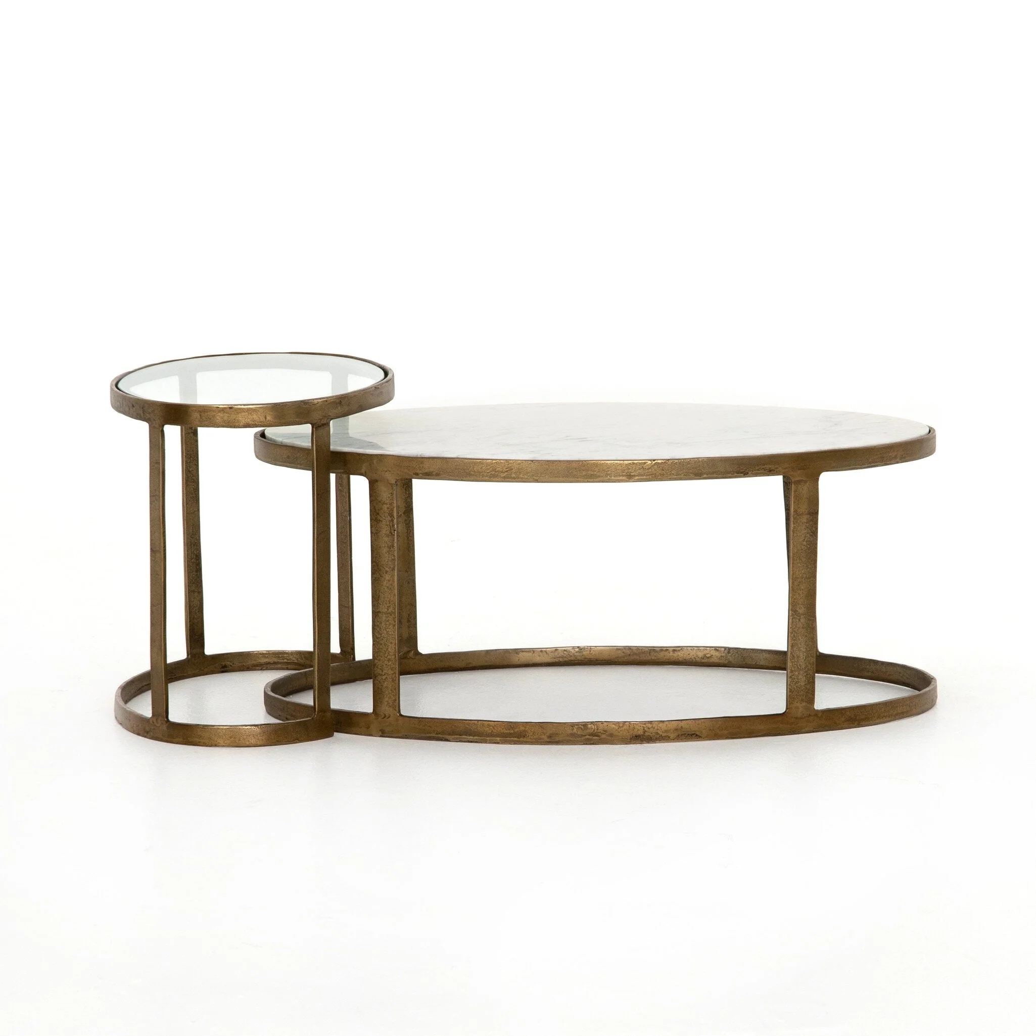 Calder Nesting Coffee Table - Polished White Marble - Image 1