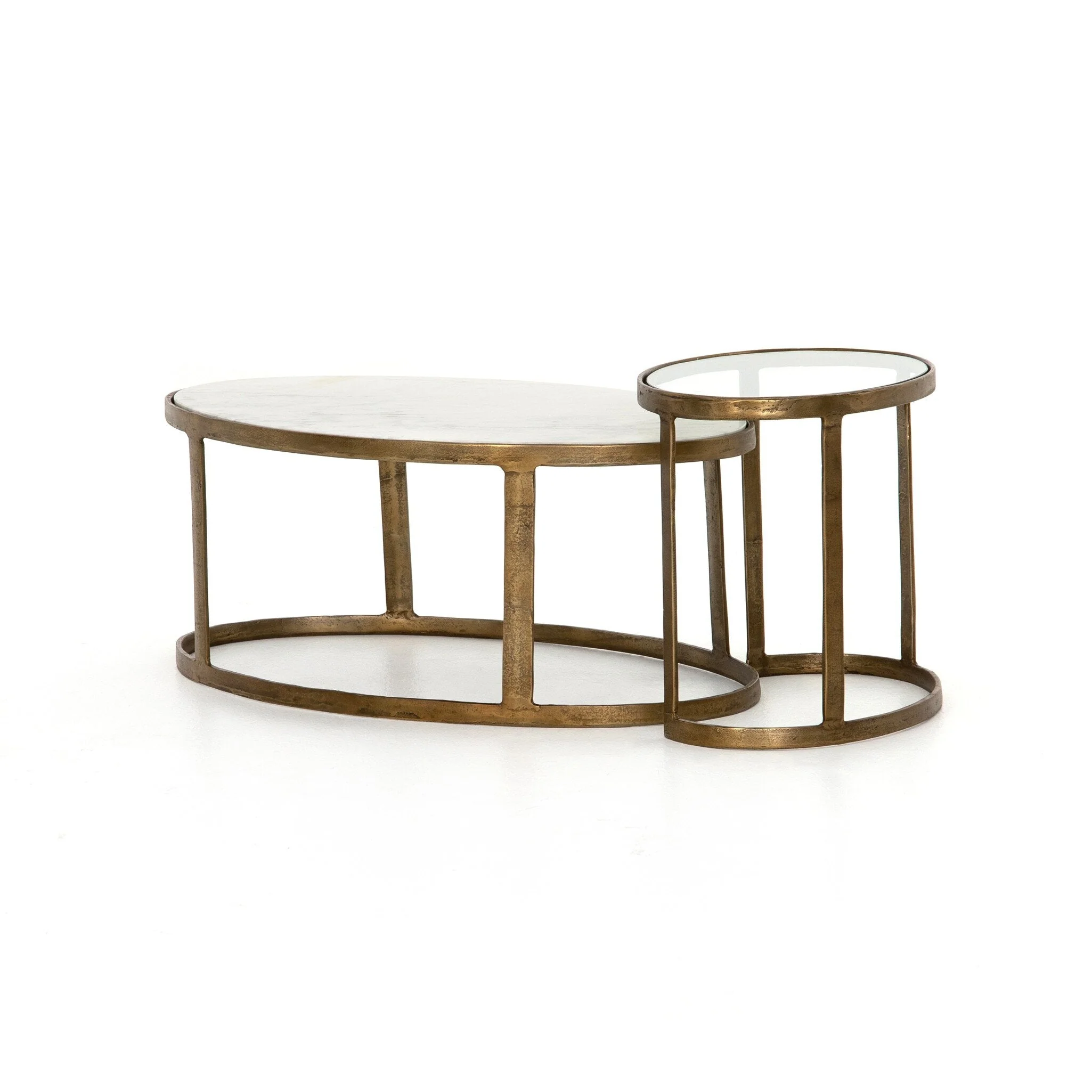 Calder Nesting Coffee Table - Polished White Marble - Image 2