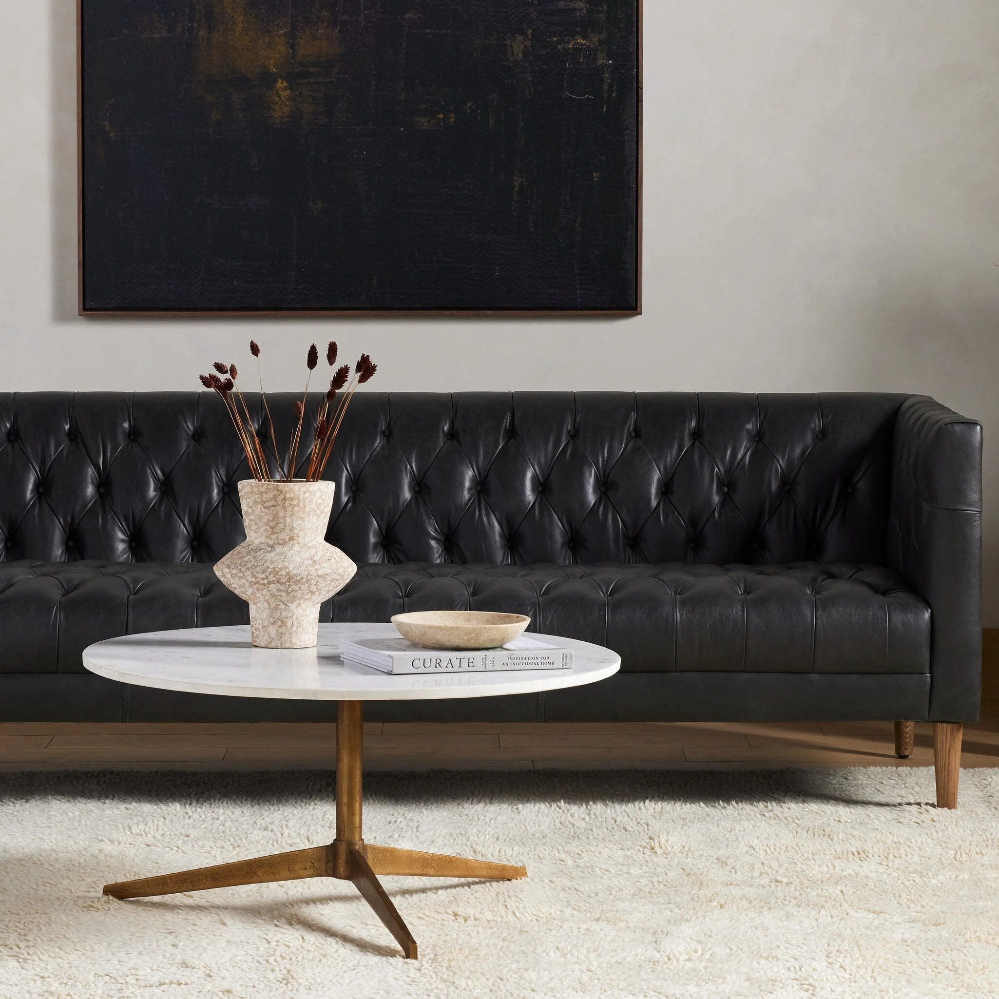 Helen Round Coffee Table - Polished White Marble - Image 3