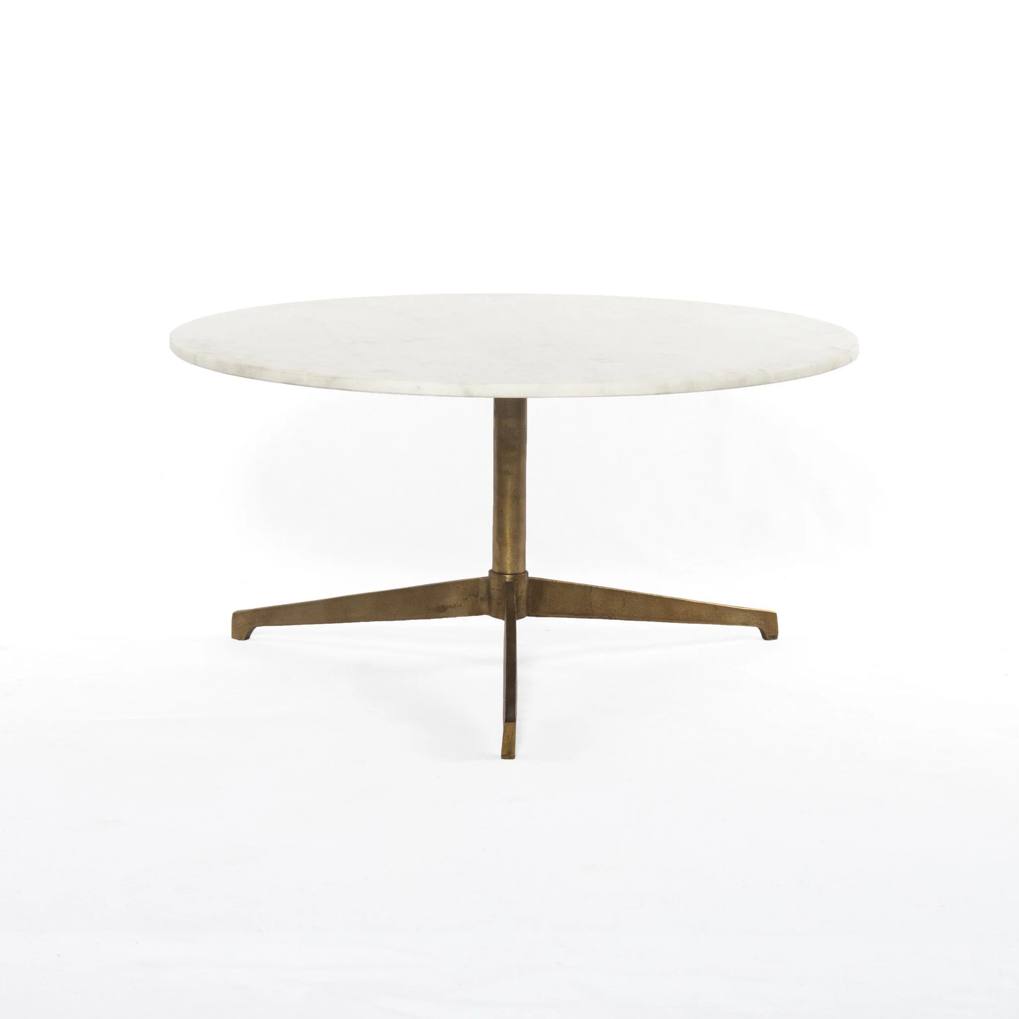 Helen Round Coffee Table - Polished White Marble - Image 1