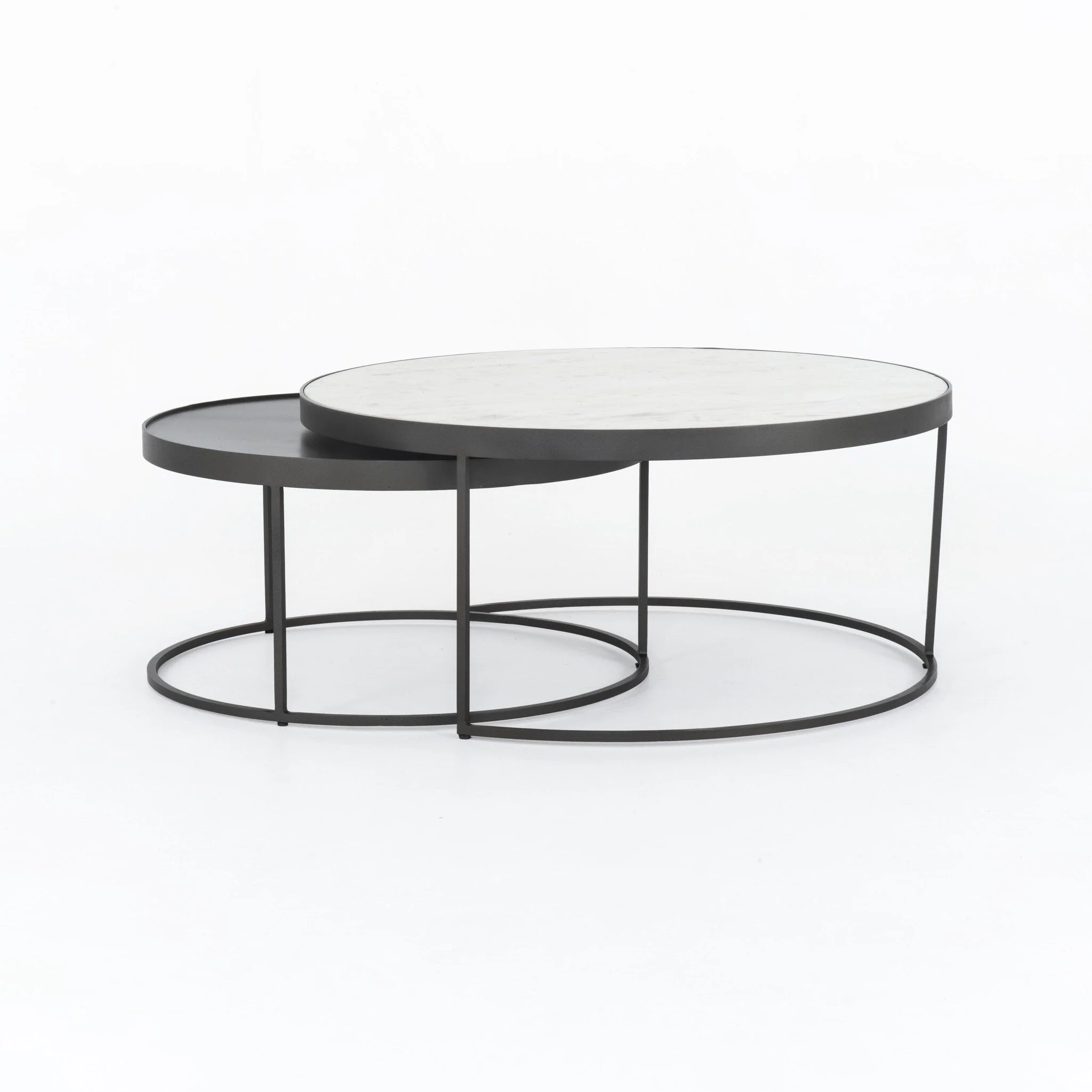 Evelyn Round Nesting Coffee Table - Gunmetal - Image 1