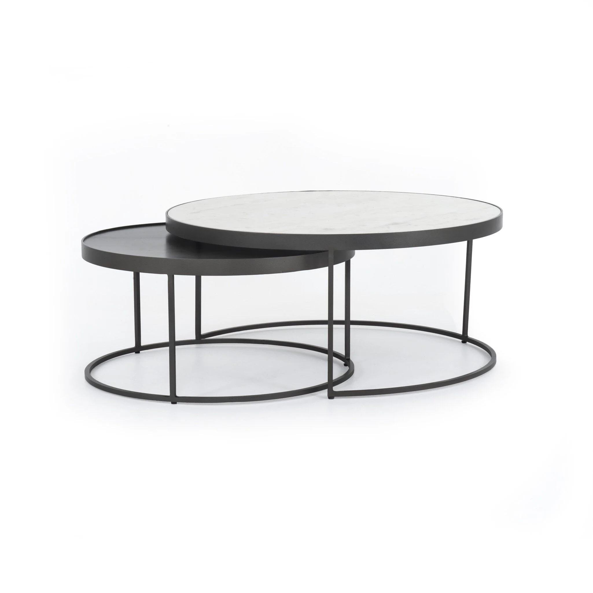 Evelyn Round Nesting Coffee Table - Gunmetal - Image 2