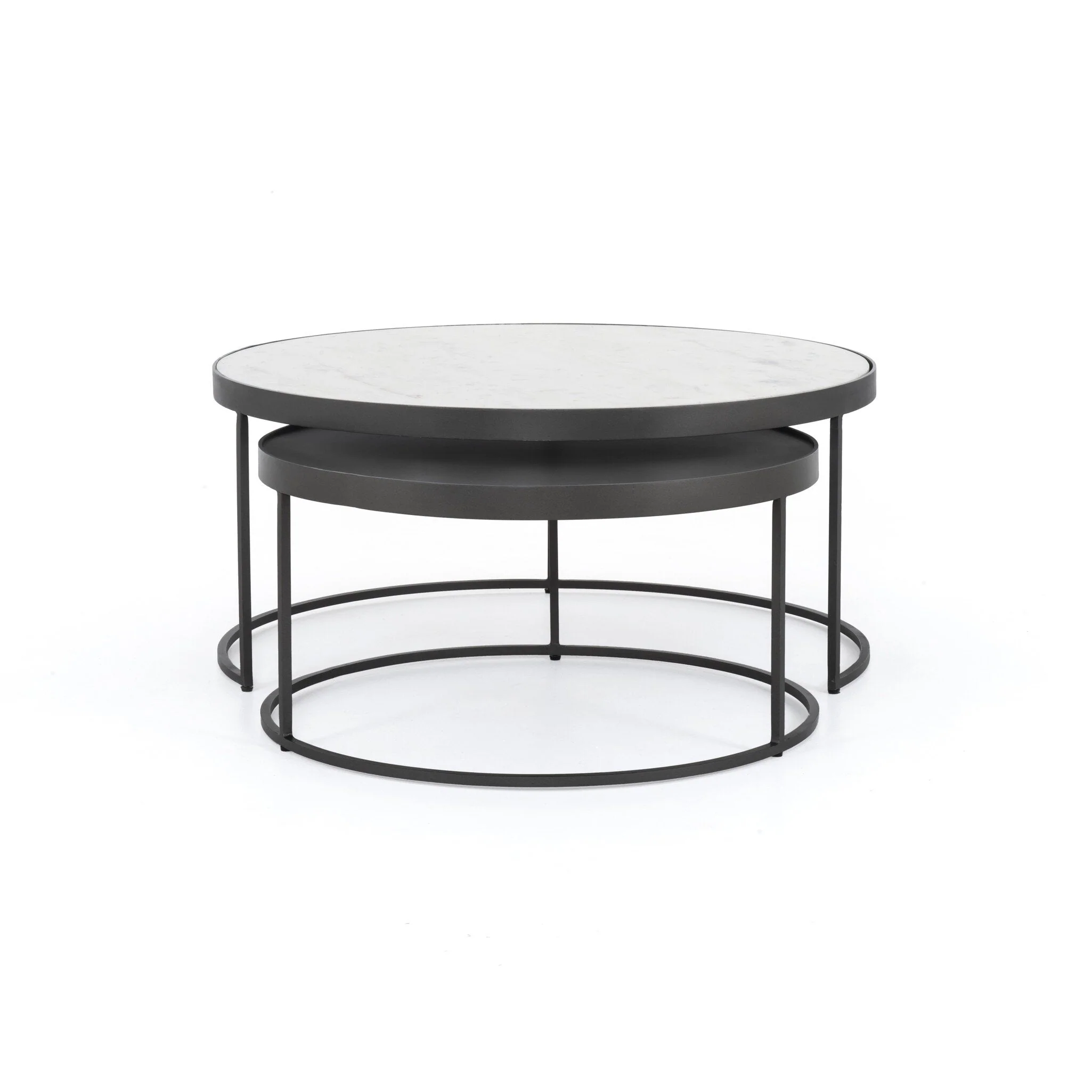 Evelyn Round Nesting Coffee Table - Gunmetal - Image 3