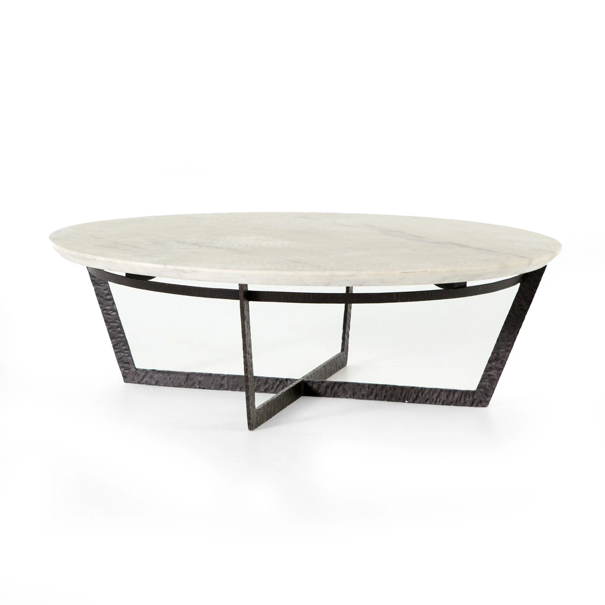 Felix Round Coffee Table - Sandblasted White Marble - Image 1
