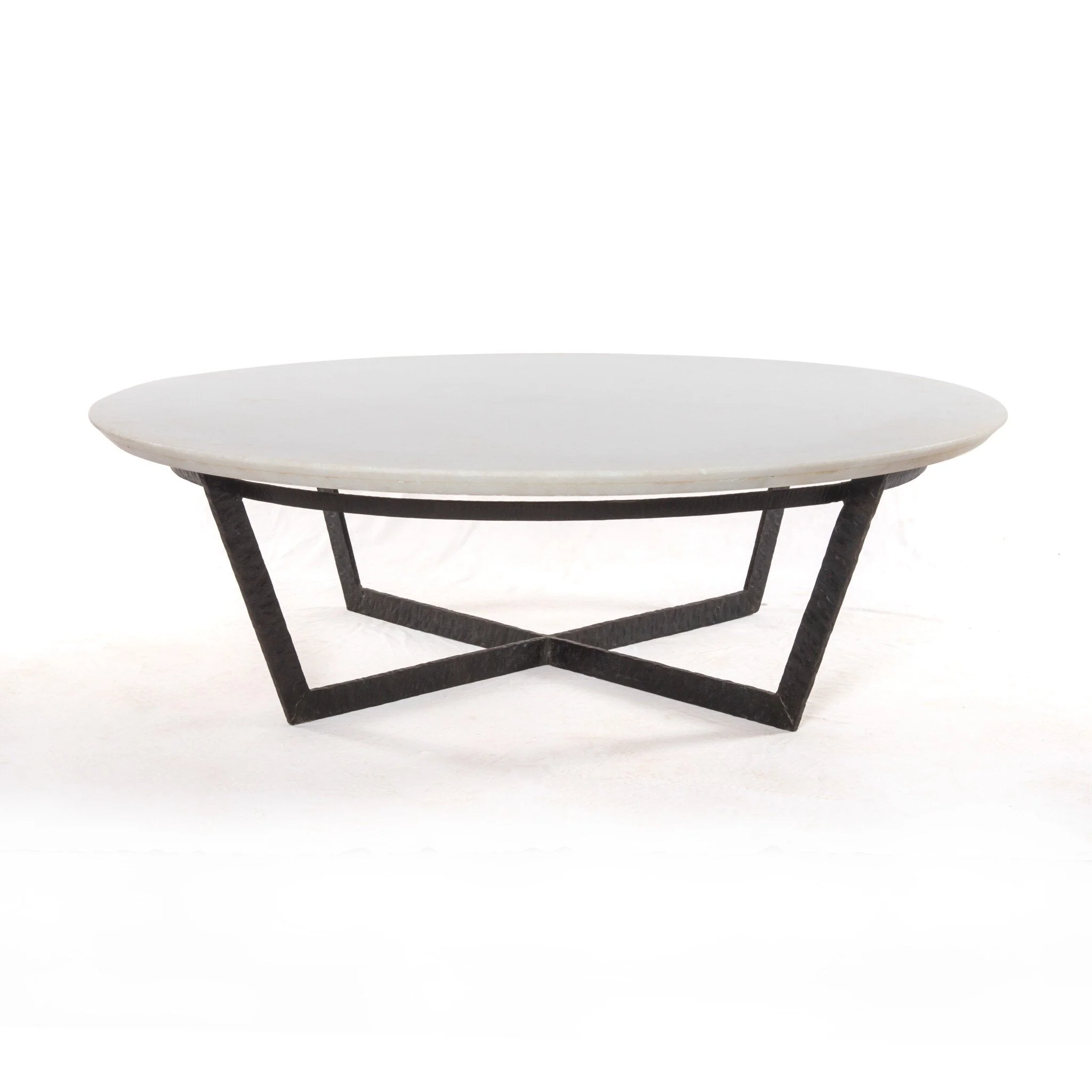 Felix Round Coffee Table - Sandblasted White Marble - Image 2