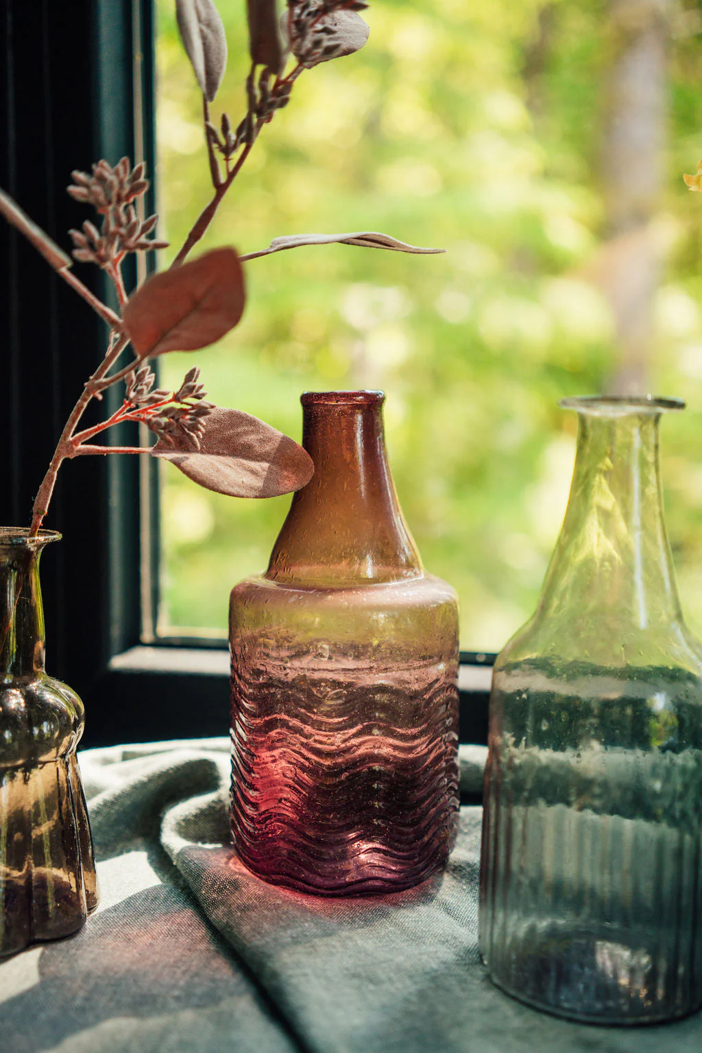 Recycled Glass Bottle Vase, Mauve - Image 2
