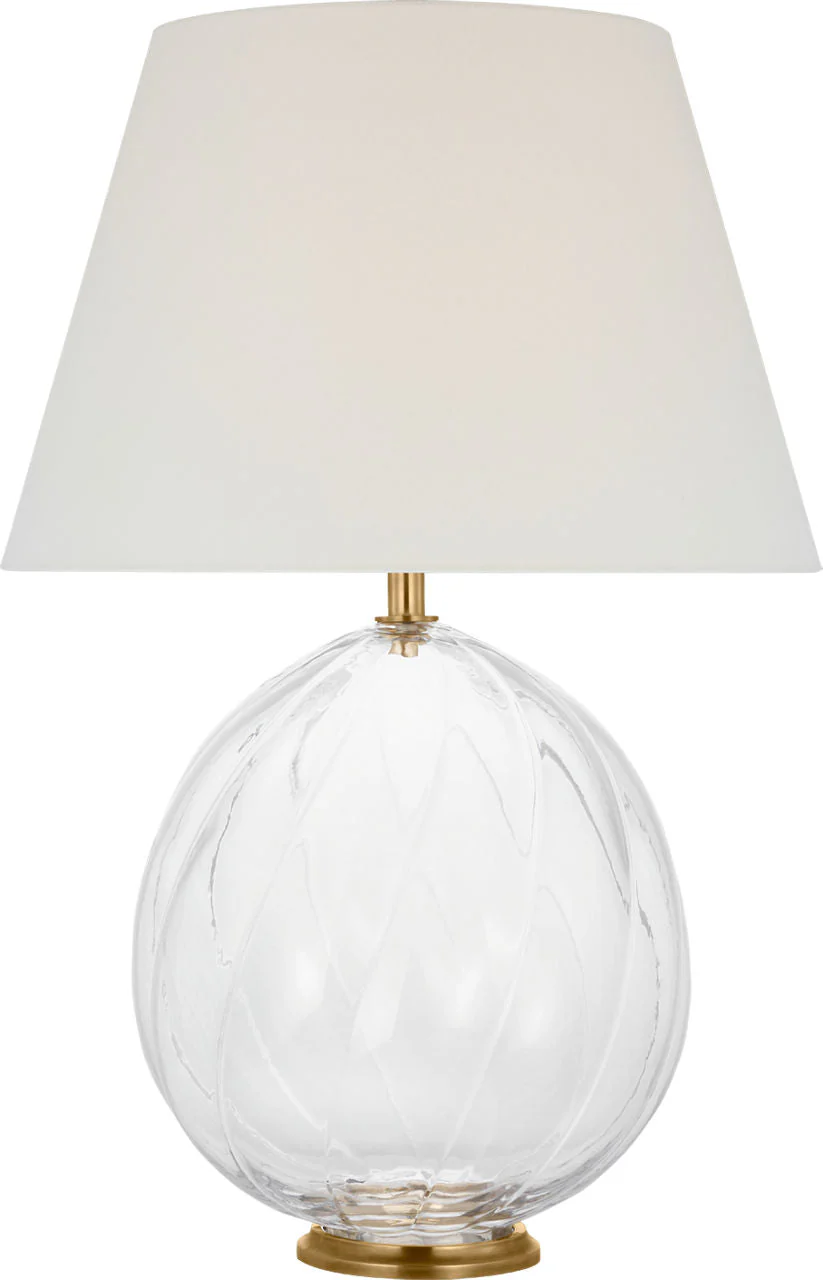Talia Medium Cordless Table Lamp | Clear Glass | Linen Shade - Image 2