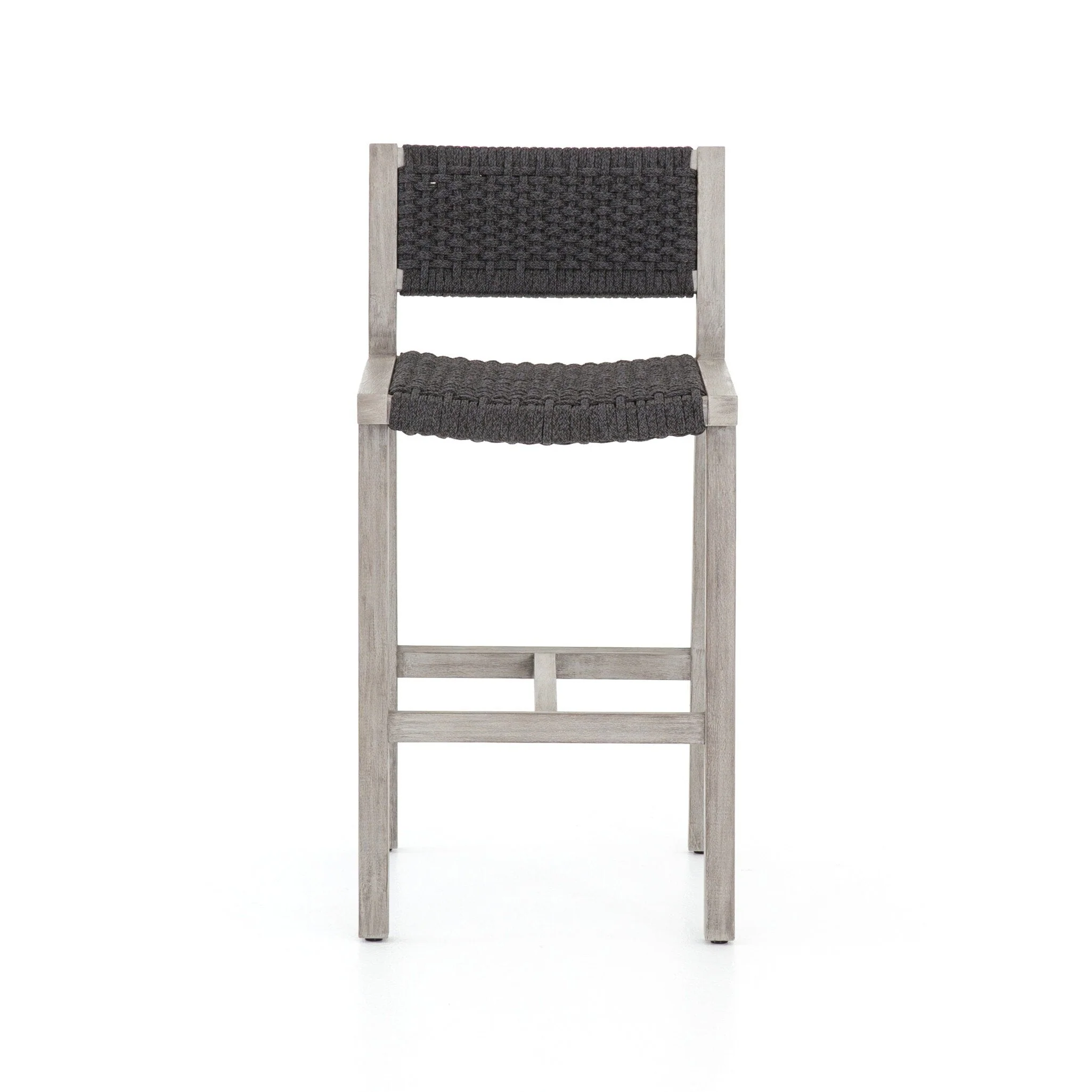 Delano Outdoor Bar Stool – Thick Dark Grey Rope | Weathered Grey