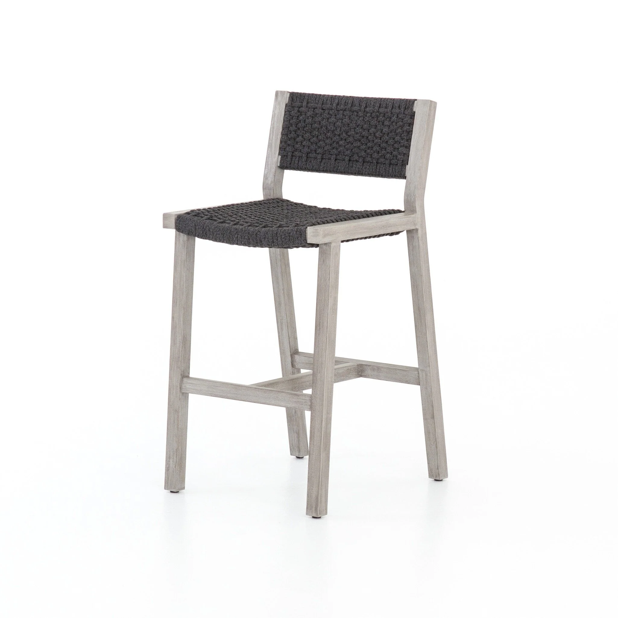 Delano Outdoor Bar Stool - Thick Dark Grey Rope | Weathered Grey - Image 2