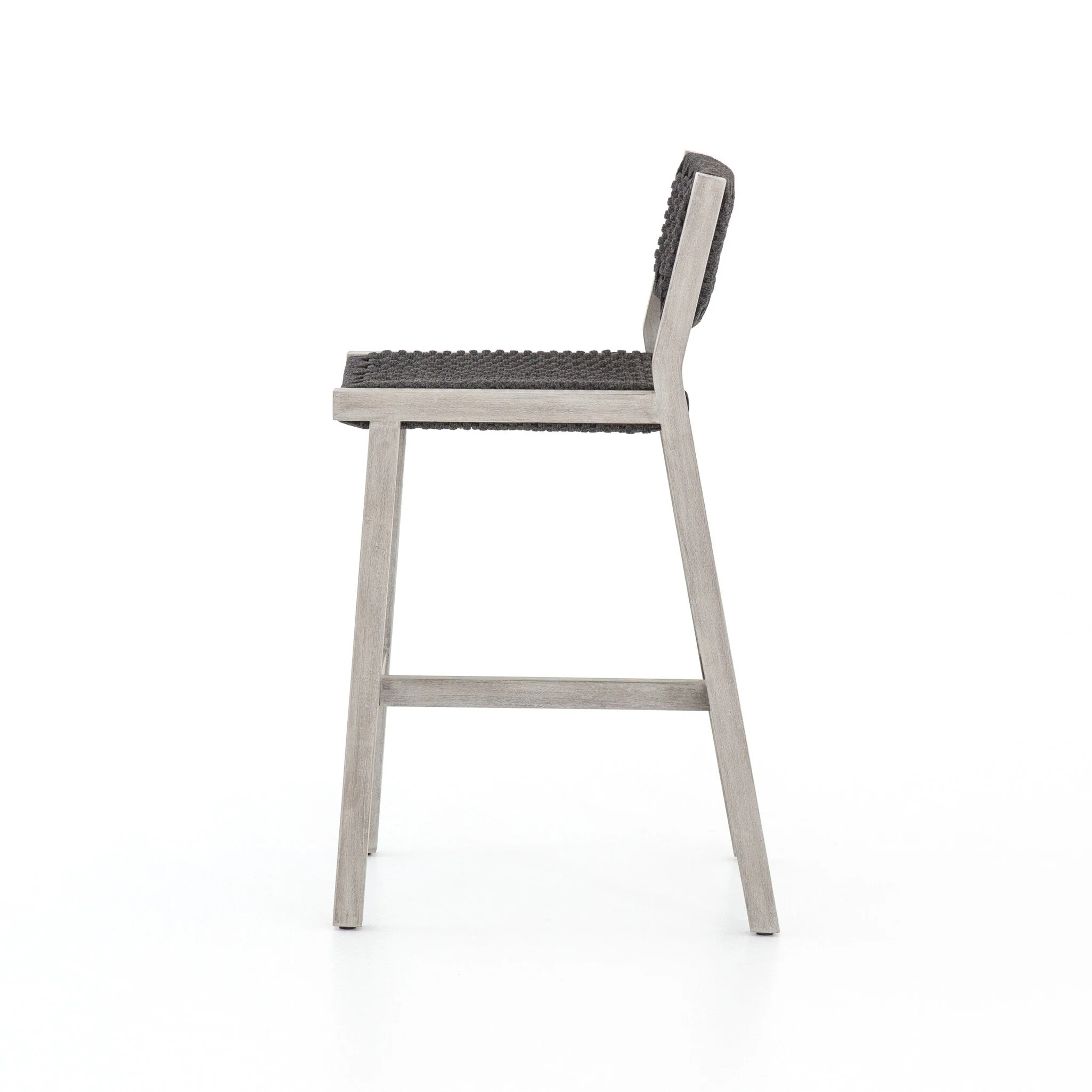 Delano Outdoor Bar Stool - Thick Dark Grey Rope | Weathered Grey - Image 3