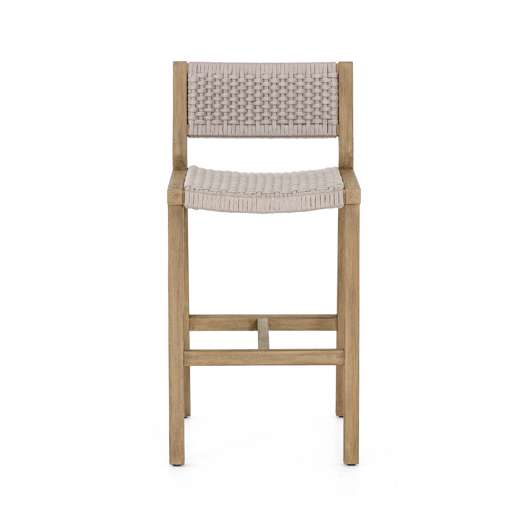 Delano Outdoor Bar Stool - Thick Grey Rope | Washed Brown - Image 1