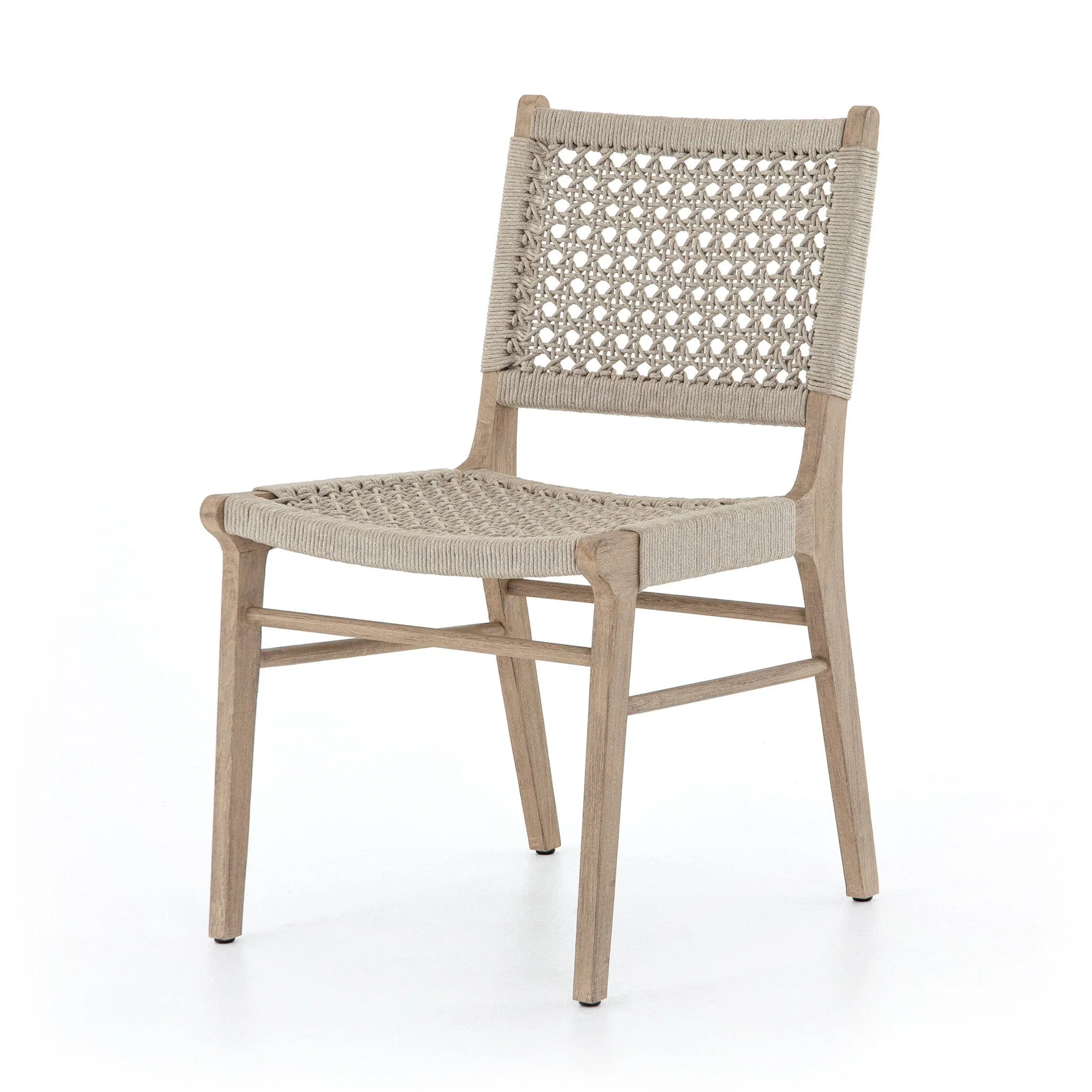 Delmar Outdoor Dining Chair - Ivory Rope | Washed Brown - Image 2