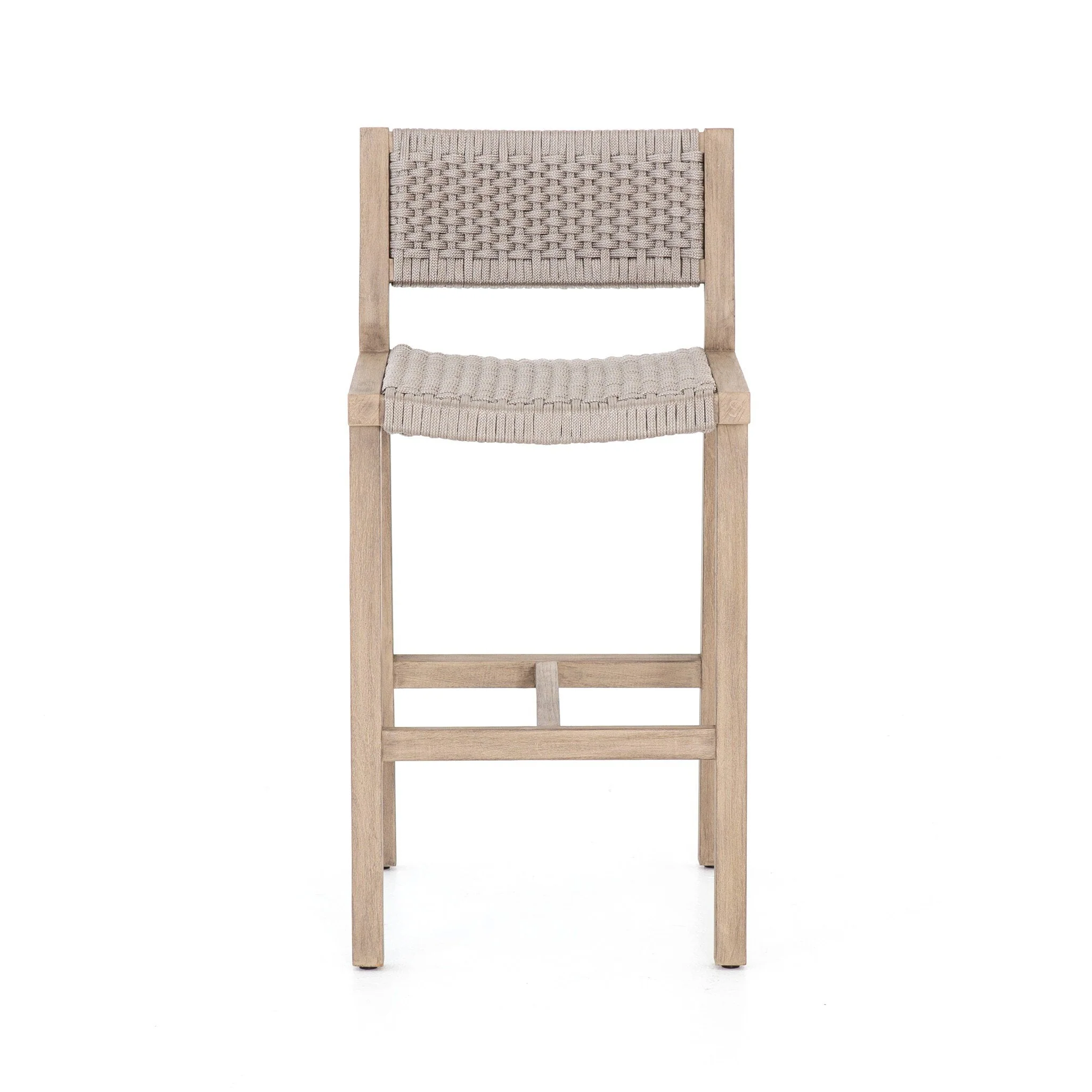 Delano Outdoor Counter Stool - Thick Grey Rope | Washed Brown - Image 1