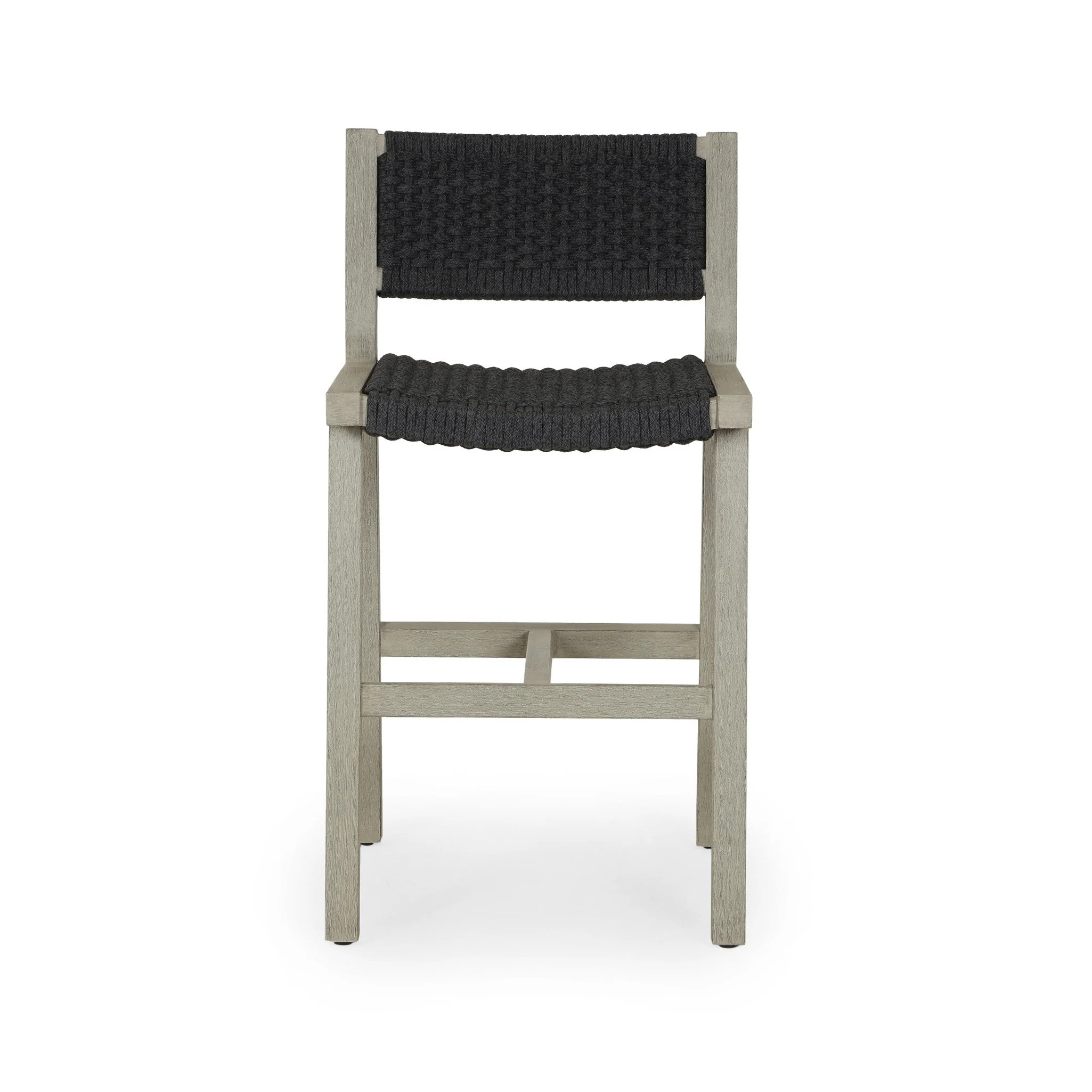 Delano Outdoor Counter Stool – Thick Dark Grey Rope | Weathered Grey