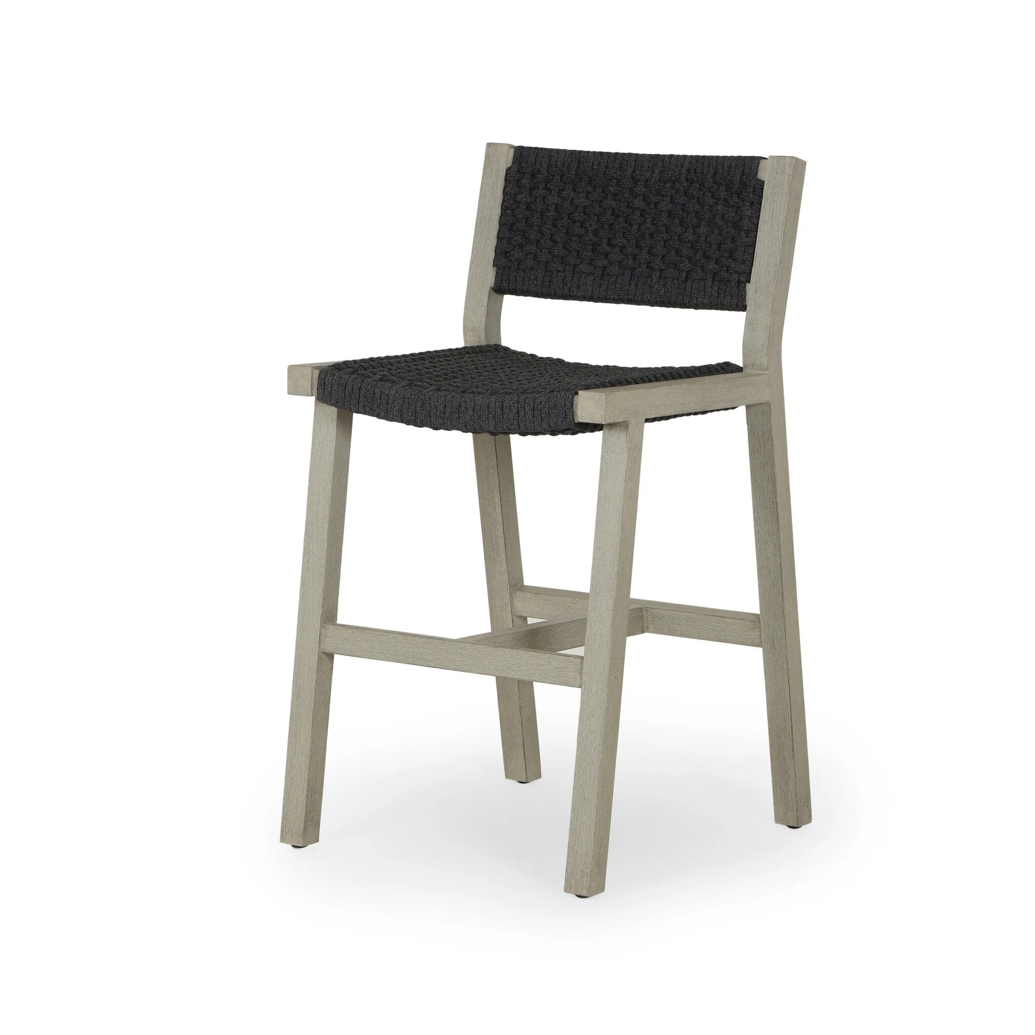Delano Outdoor Counter Stool - Thick Dark Grey Rope | Weathered Grey - Image 2