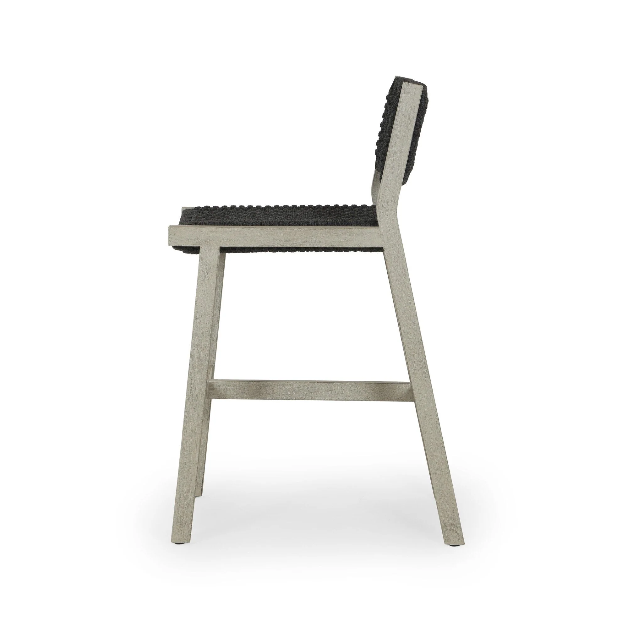 Delano Outdoor Counter Stool - Thick Dark Grey Rope | Weathered Grey - Image 3