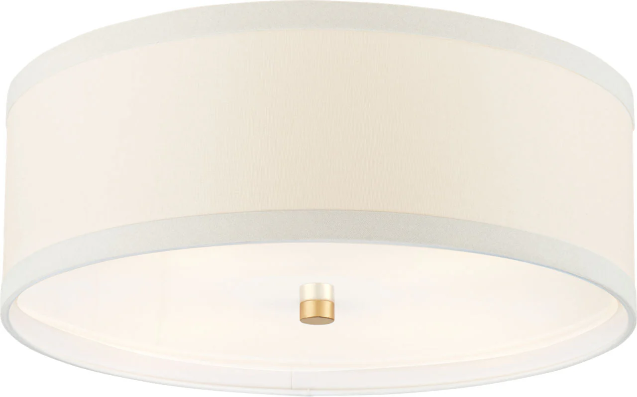 Walker Medium Flush Mount | Gild | Cream Linen - Image 1