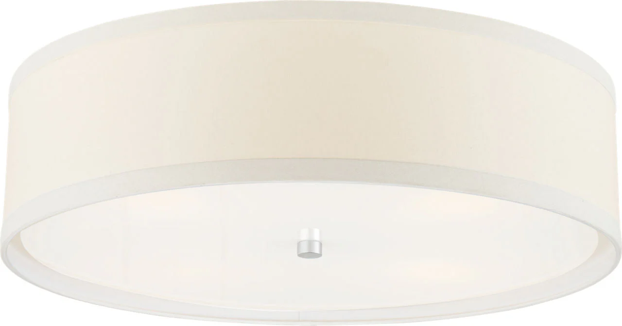 Walker Large Flush Mount | Burnished Silver Leaf | Cream Linen Shade - Image 1