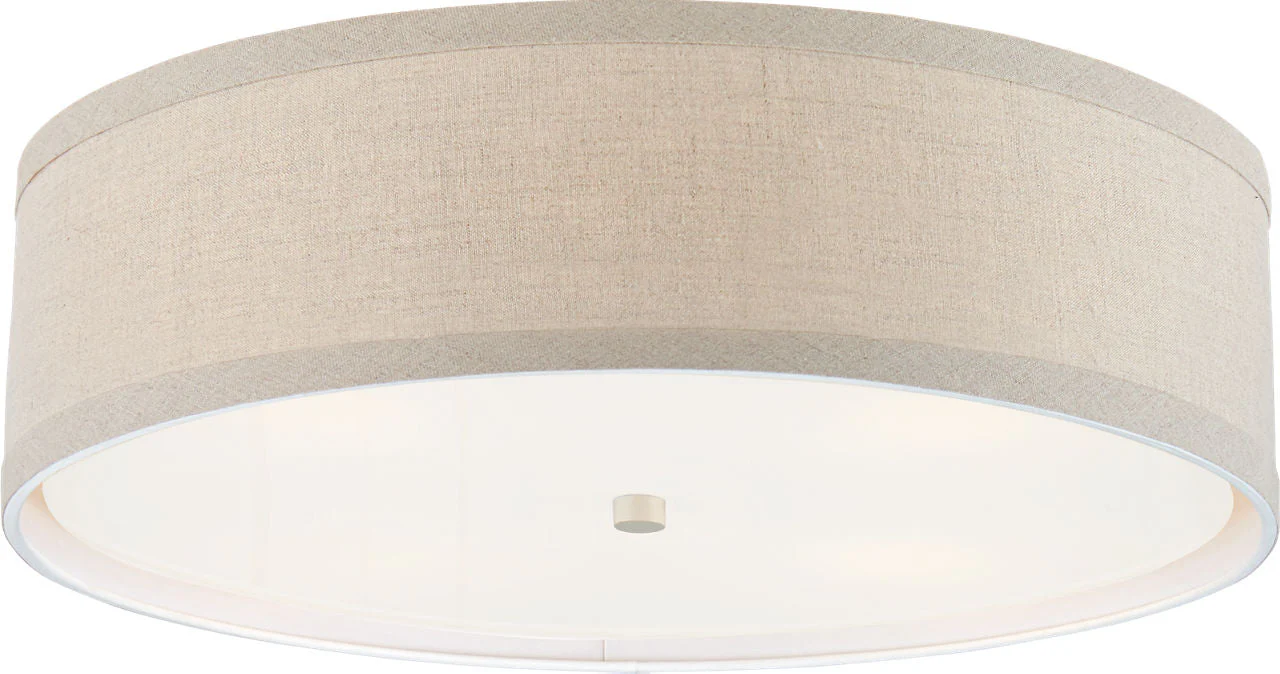 Walker Large Flush Mount | Light Cream | Natural Linen Shade - Image 1
