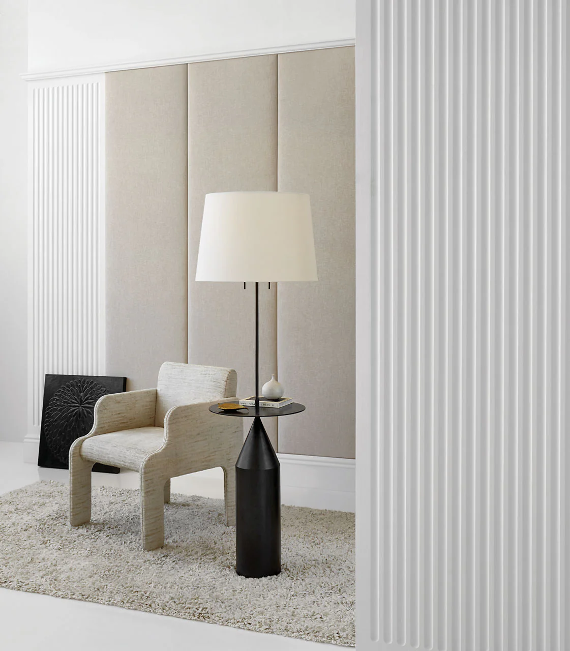 Zephyr Large Floor Light | Aged Iron | Linen Shade - Image 2