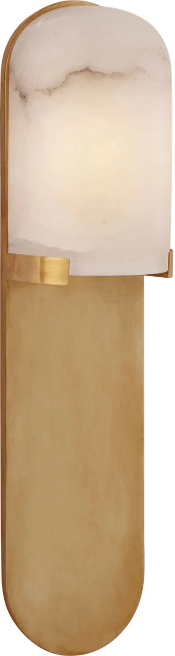 Melange Medium Elongated Pill Sconce | Antique-Burnished Brass | Alabaster Shade - Image 1