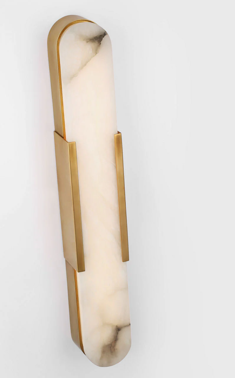 Melange 28" Elongated Sconce | Antique-Burnished Brass | Alabaster - Image 2