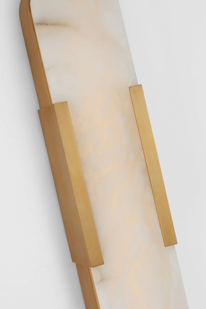Melange 20" Elongated Sconce | Antique-Burnished Brass | Alabaster - Image 2
