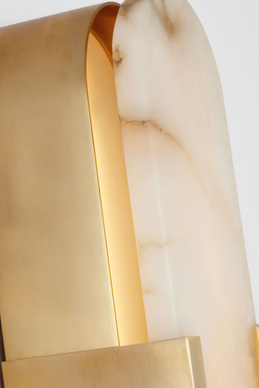 Melange 20" Elongated Sconce | Antique-Burnished Brass | Alabaster - Image 3