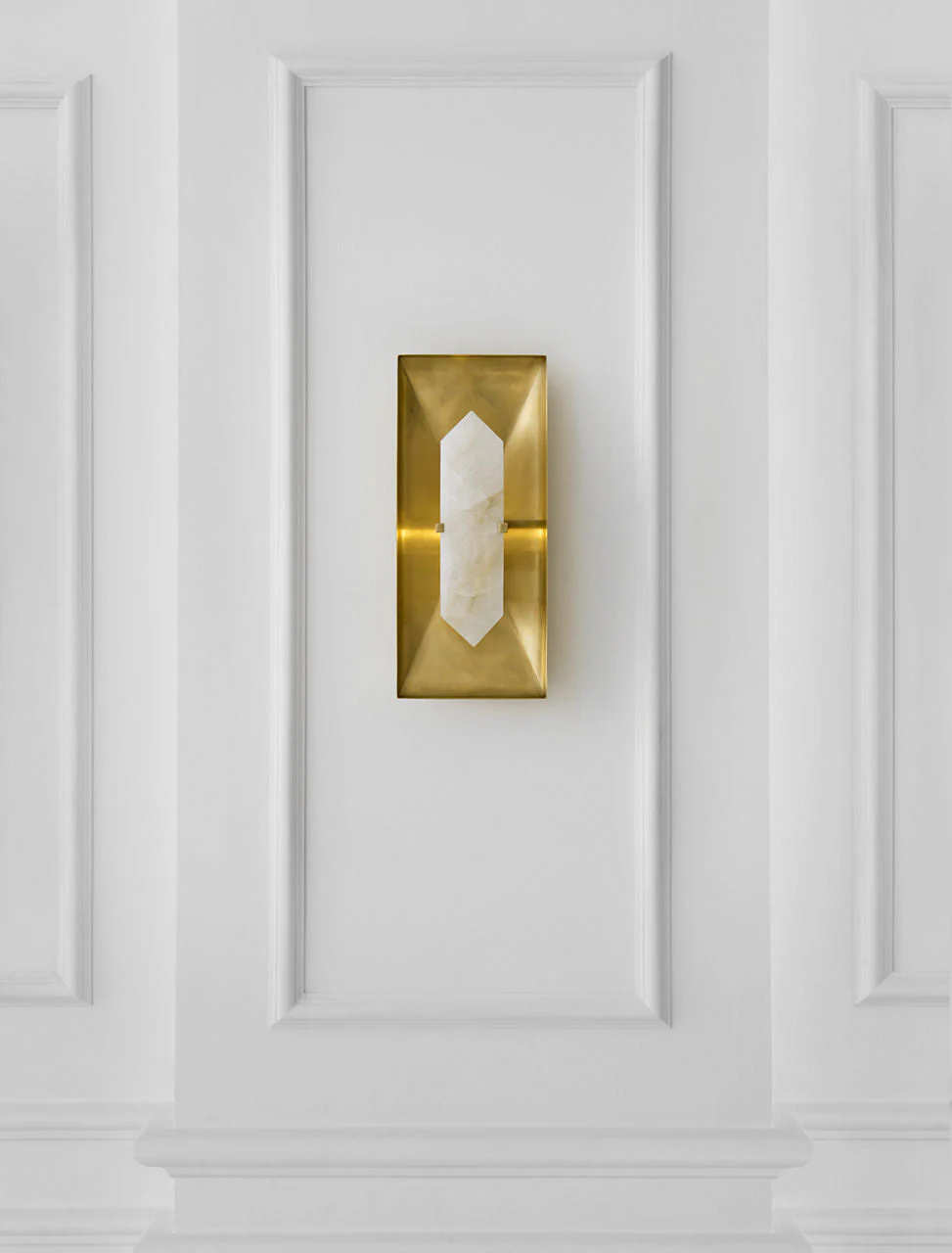 Halcyon Rectangle Sconce | Antique-Burnished Brass and Quartz - Image 2
