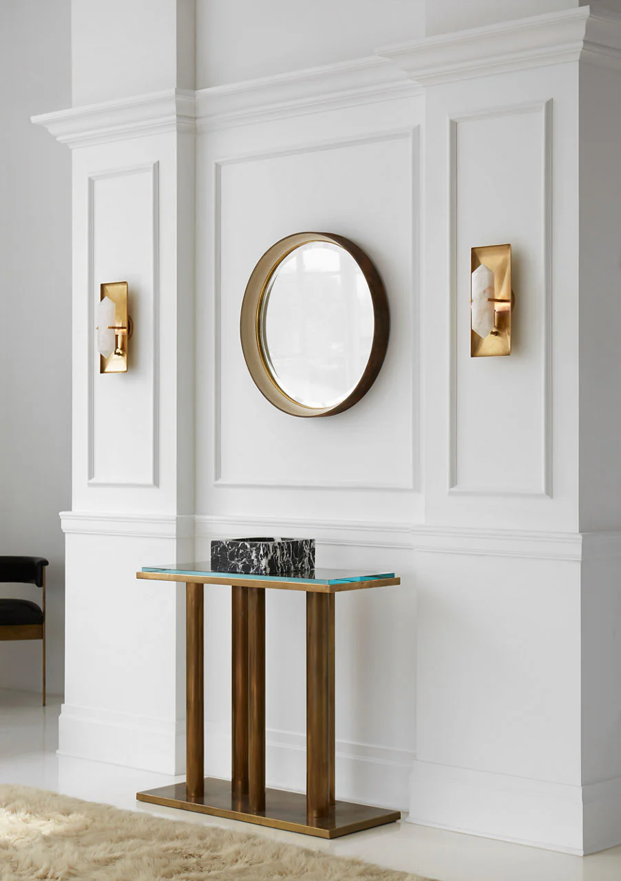 Halcyon Rectangle Sconce | Antique-Burnished Brass and Quartz - Image 3