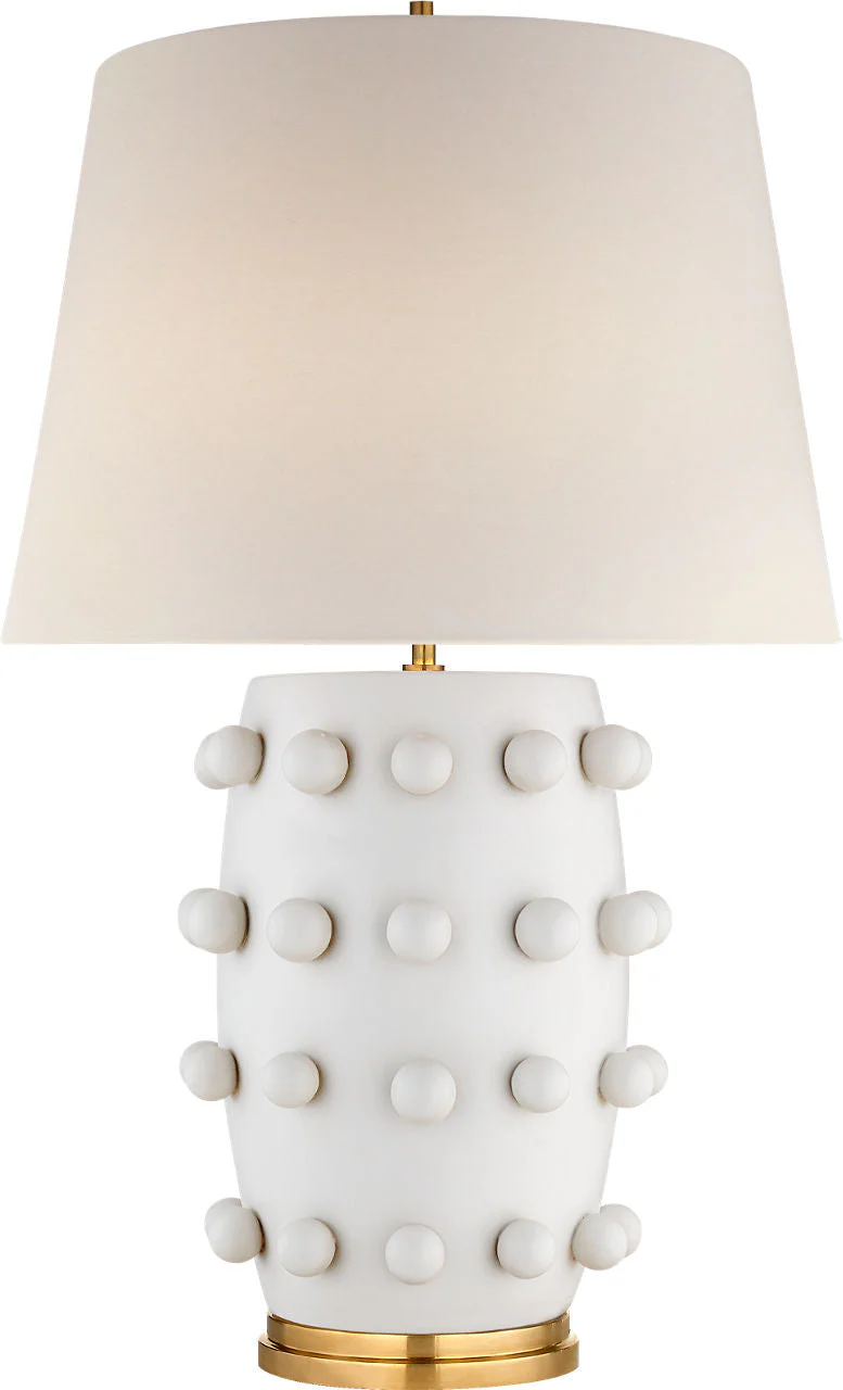 Linden Medium Lamp | Plaster White | Linen Shade - Image 1