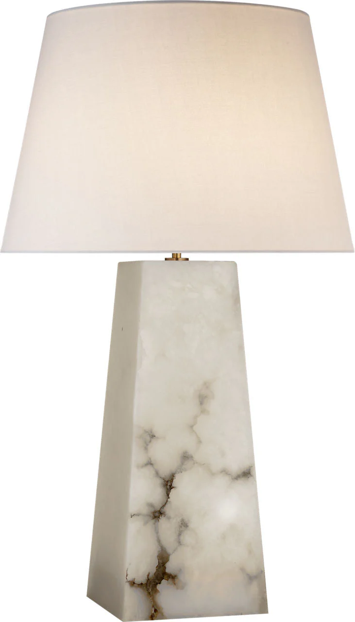 Evoke Large Table Lamp | Alabaster | Linen Shade - Image 1
