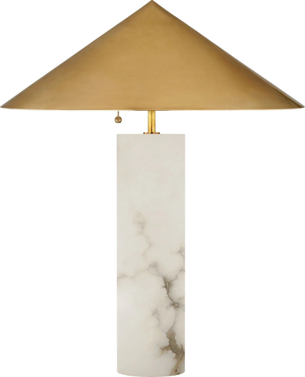 Minimalist Medium Table Lamp | Alabaster | Antique-Burnished Brass Shade - Image 1