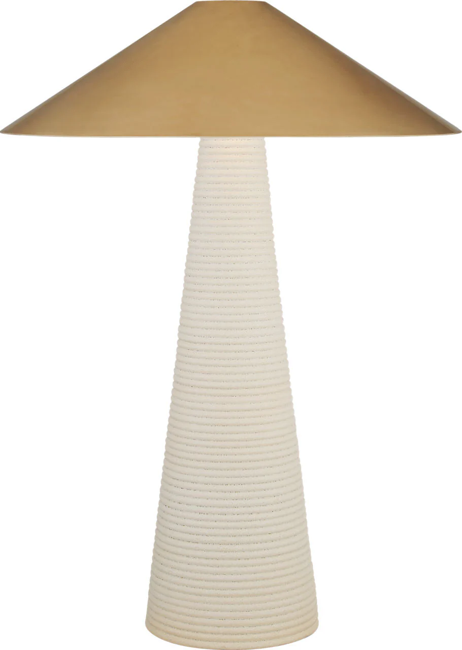 Miramar Table Lamp | Porous White | Antique-Burnished Brass Shade - Image 1
