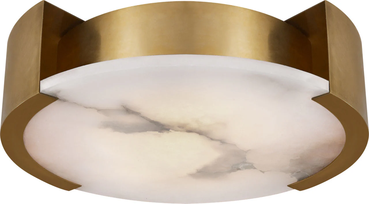 Melange Large Flush Mount | Antique-Burnished Brass | Alabaster - Image 1
