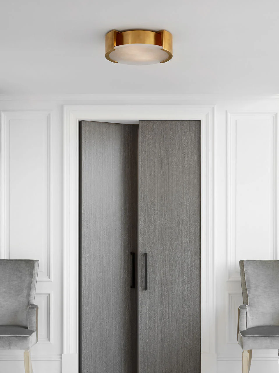 Melange Large Flush Mount | Antique-Burnished Brass | Alabaster - Image 2