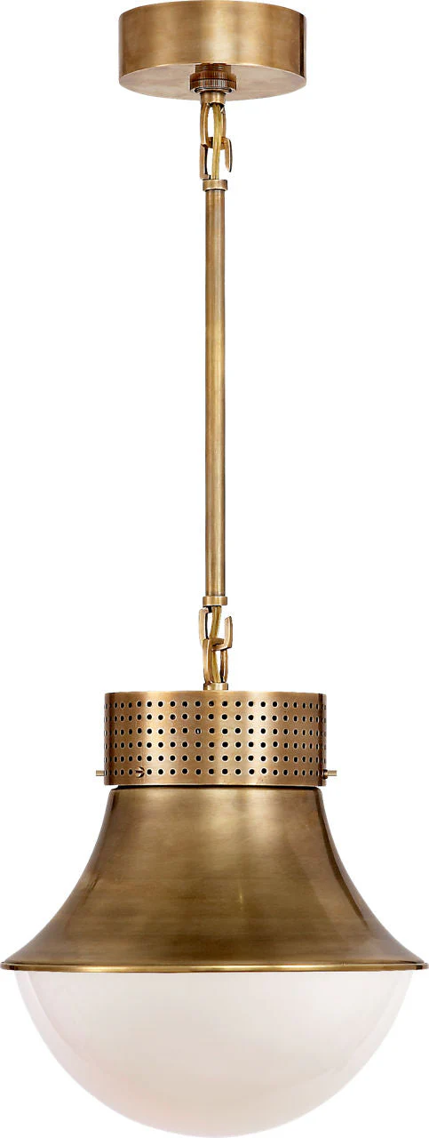 Precision Small Pendant | Antique-Burnished Brass | White Glass - Image 1
