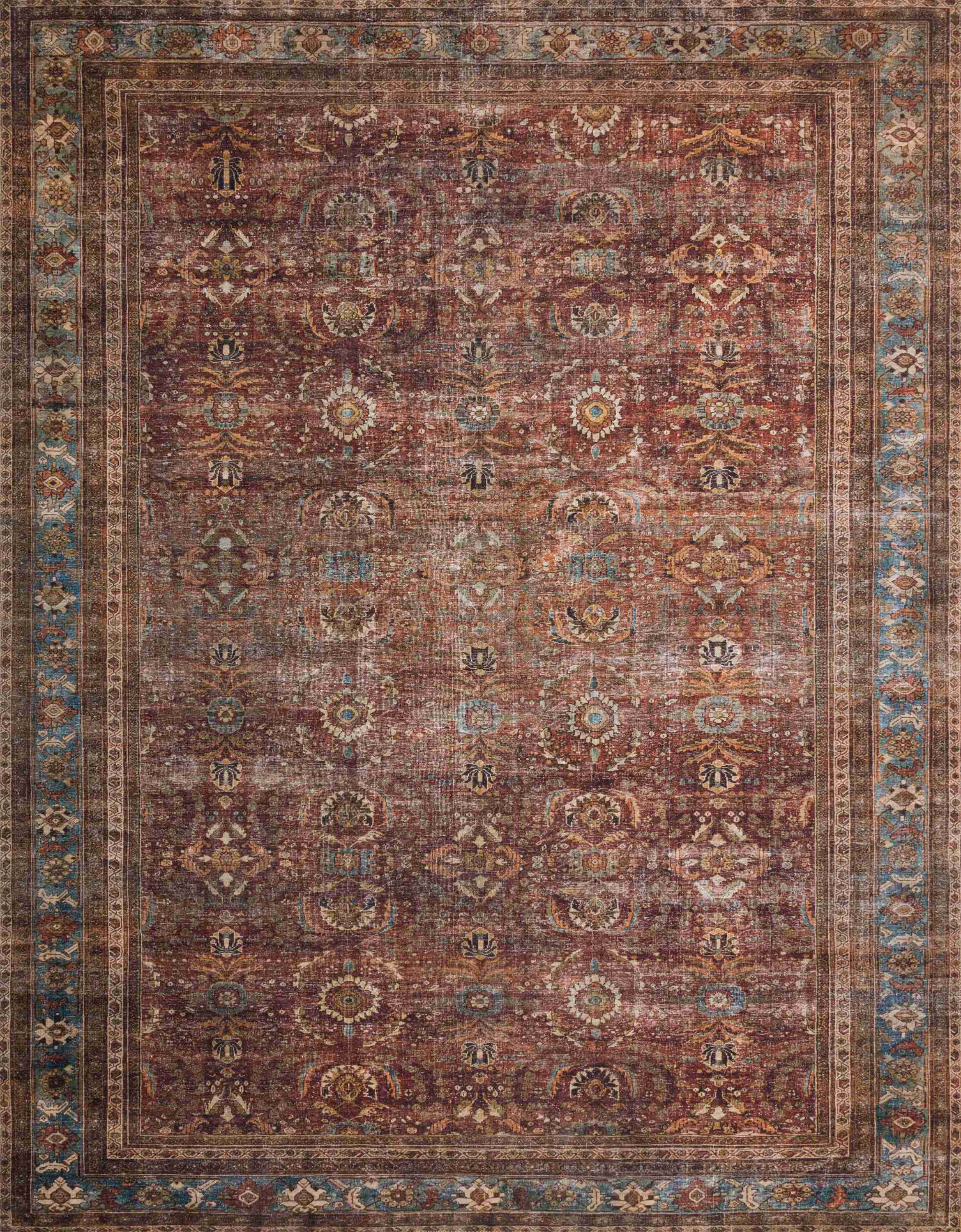 Loloi II | Layla Collection | Brick / Blue | LAY-01 - Image 1