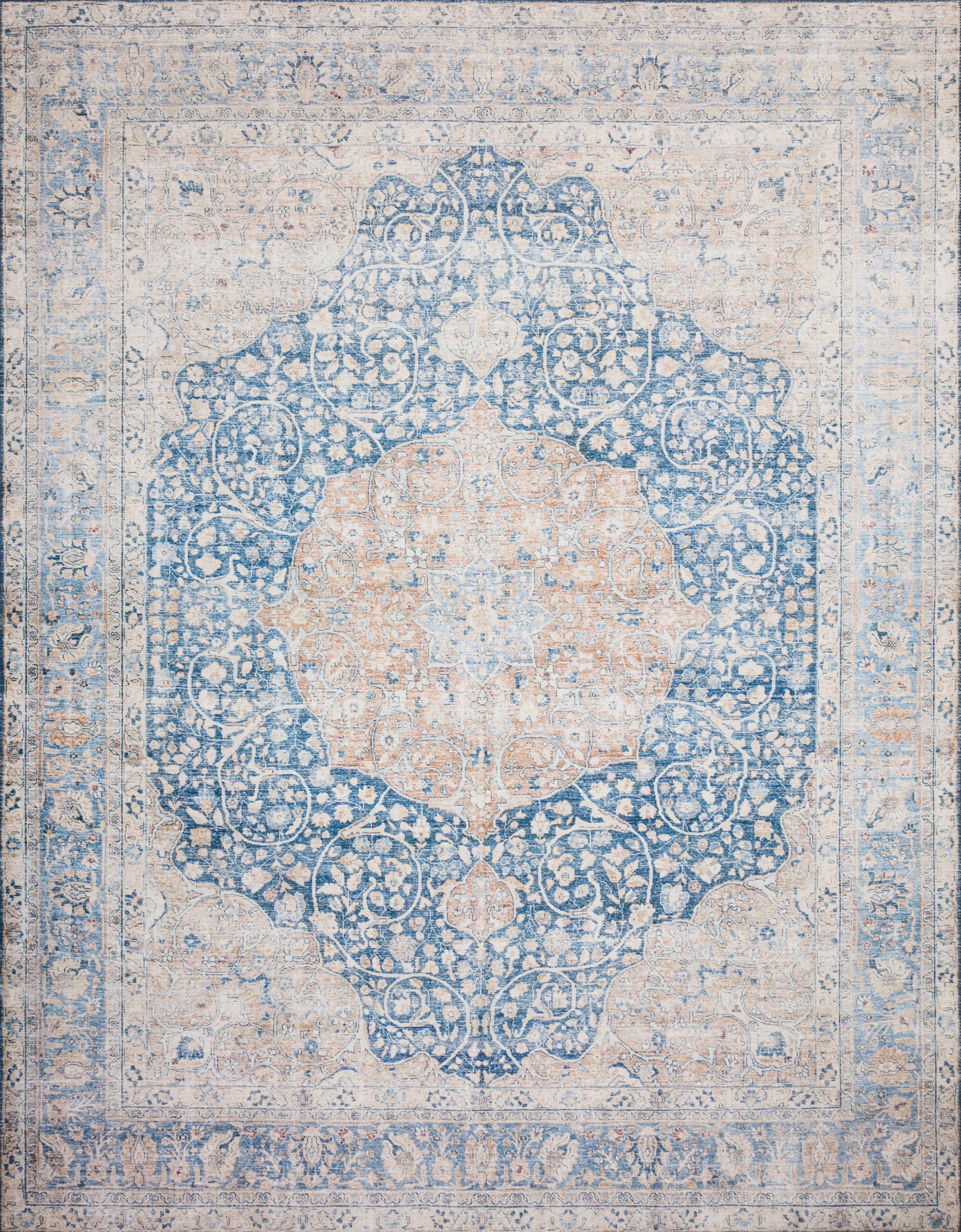 Loloi II | Layla Collection | Blue / Tangerine | LAY-07 - Image 1