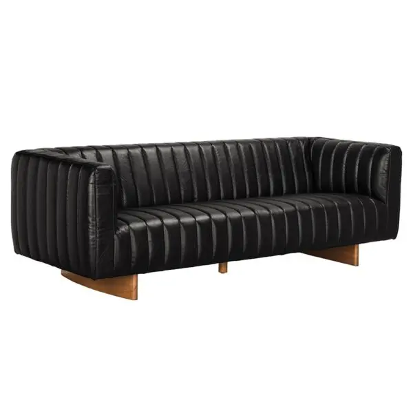 Khann Sofa | Ebony Black Leather