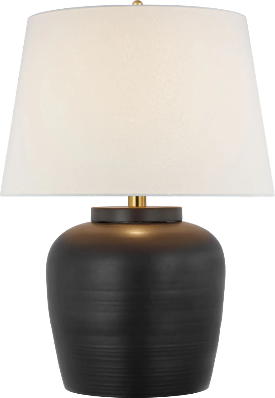 Nora Medium Table Lamp | Matte Black | Linen Shade - Image 1