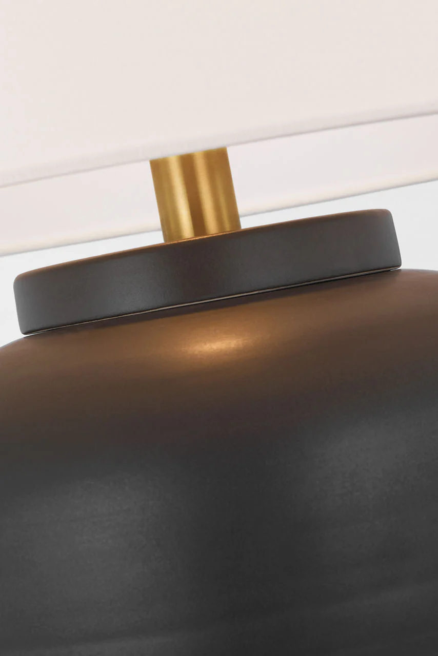 Nora Medium Table Lamp | Matte Black | Linen Shade - Image 2