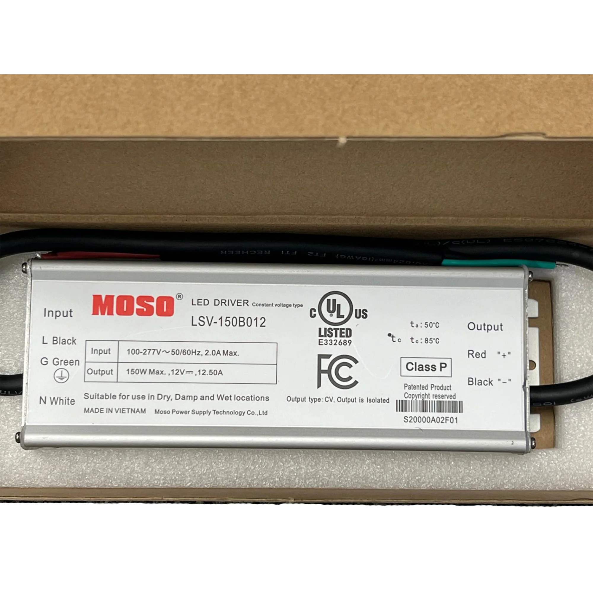 MOSO LSV-150B012 Constant Voltage LED Driver - 150W - 12V - Image 3