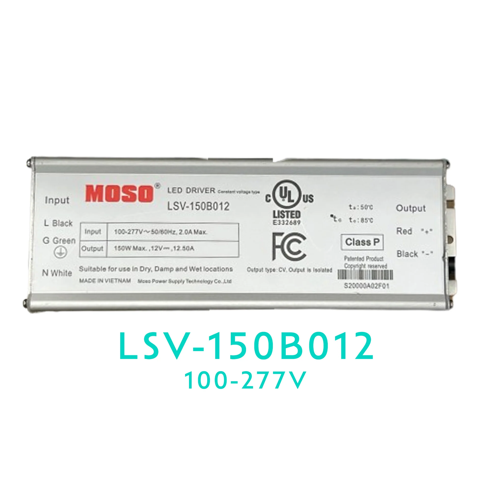 MOSO LSV-150B012 Constant Voltage LED Driver – 150W – 12V
